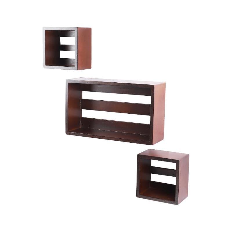 Shelves - Urbane Haven Wall Shelf - Brown - Set Of Three