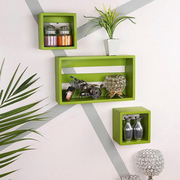 Shelves - Urbane Haven Wall Shelf - Green - Set Of Three