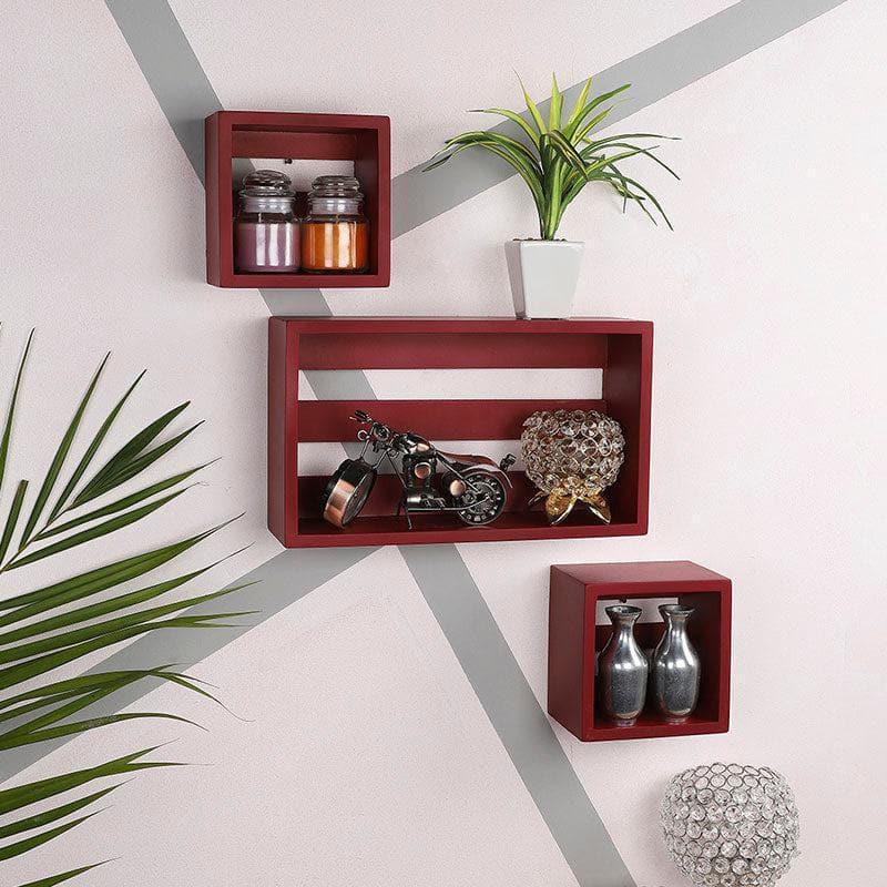 Shelves - Urbane Haven Wall Shelf - Red - Set Of Three