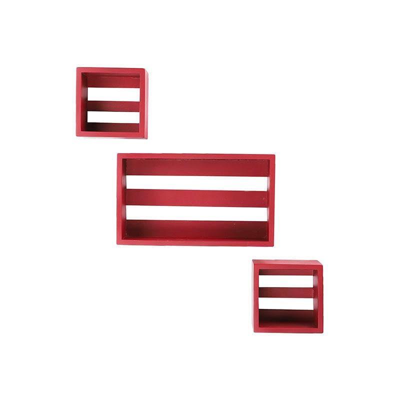 Shelves - Urbane Haven Wall Shelf - Red - Set Of Three