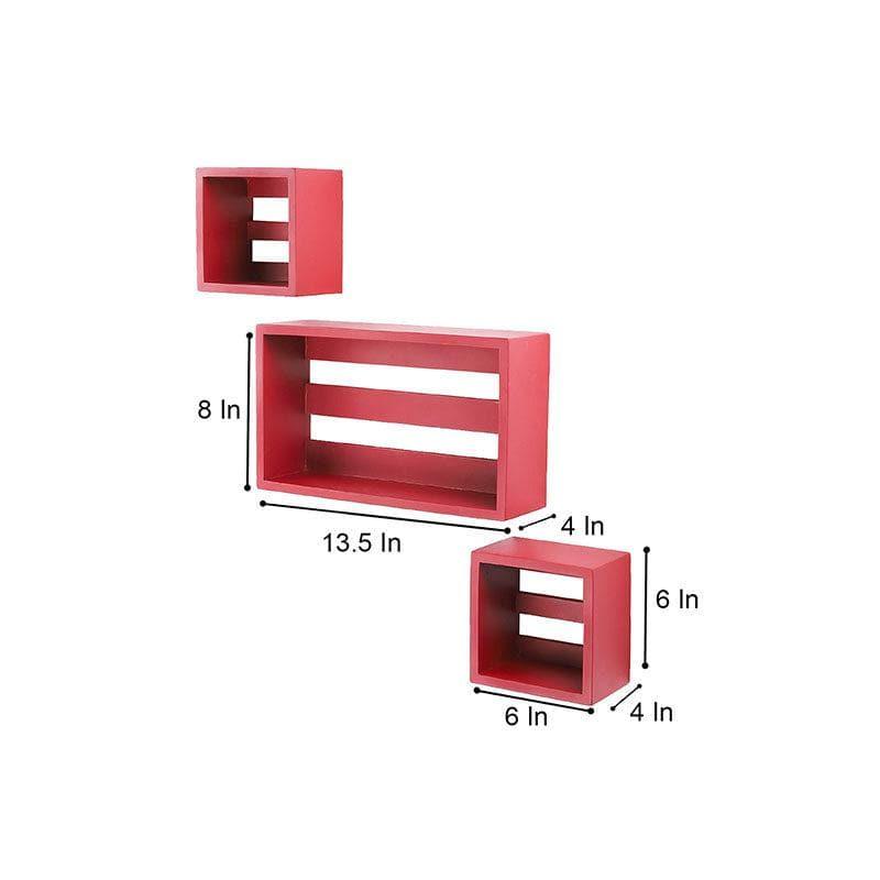 Shelves - Urbane Haven Wall Shelf - Red - Set Of Three