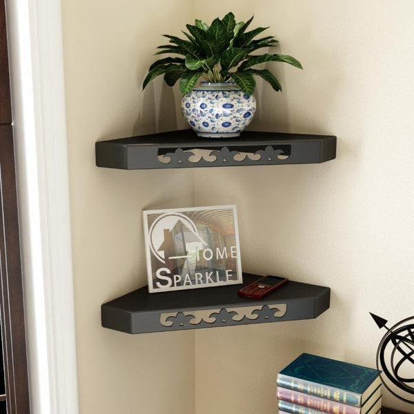 Shelves - Vera Corner Floating Shelf (Black) - Set Of Two