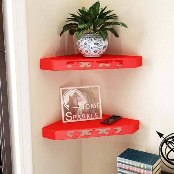 Shelves - Vera Corner Floating Shelf (Red) - Set Of Two