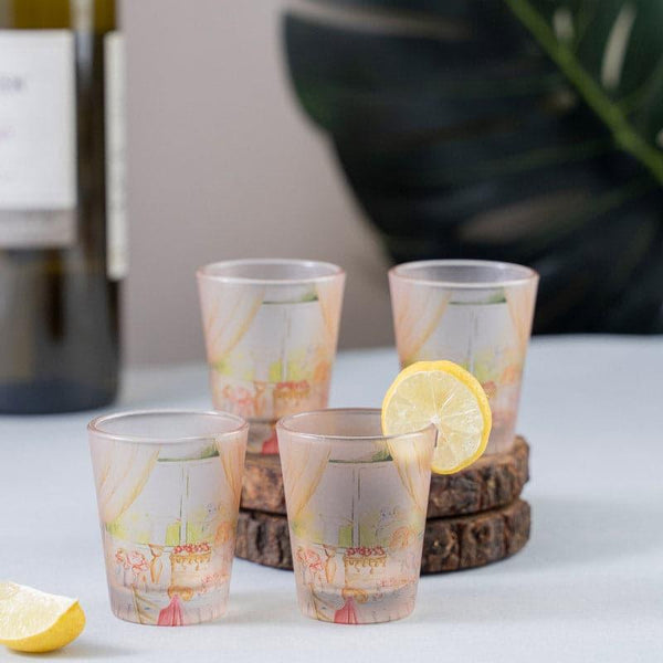 Shot Glass - English Tea Party Frosted Shot Glass (30 ml) - Set Of Four