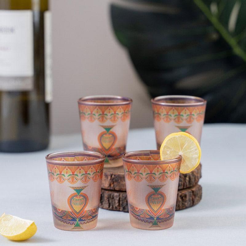 Shot Glass - Ethnic Parade Frosted Shot Glass (30 ml) - Set Of Four