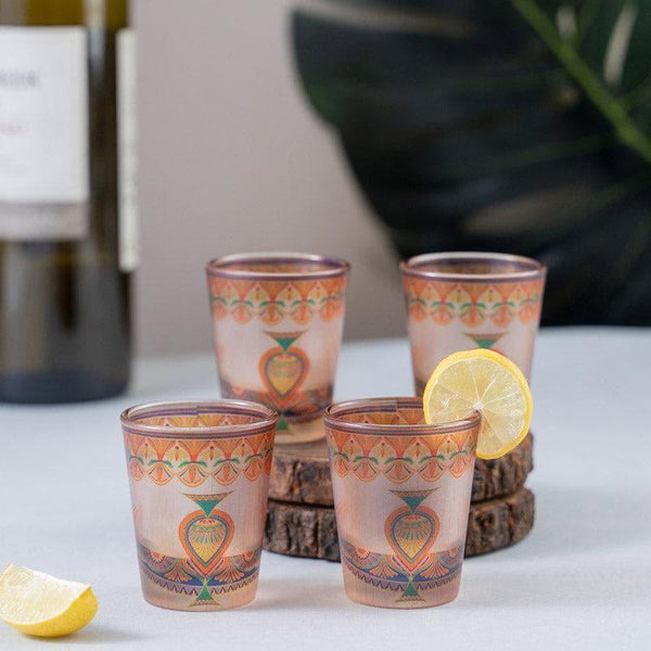 Shot Glass - Ethnic Parade Frosted Shot Glass (30 ml) - Set Of Four