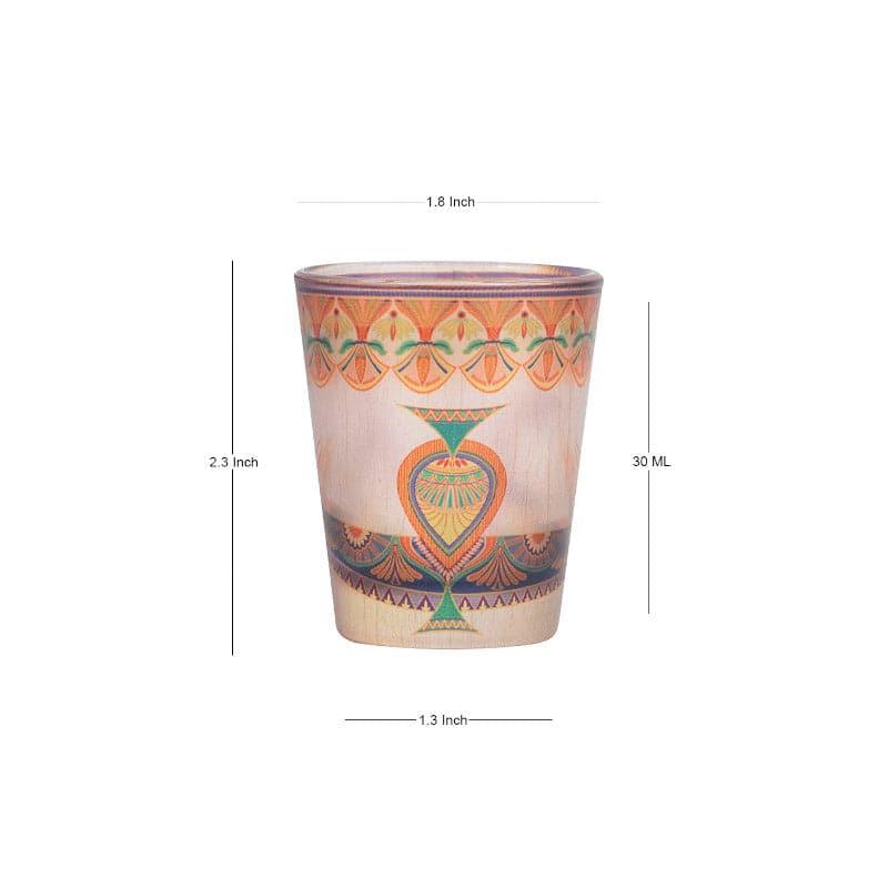 Shot Glass - Ethnic Parade Frosted Shot Glass (30 ml) - Set Of Four