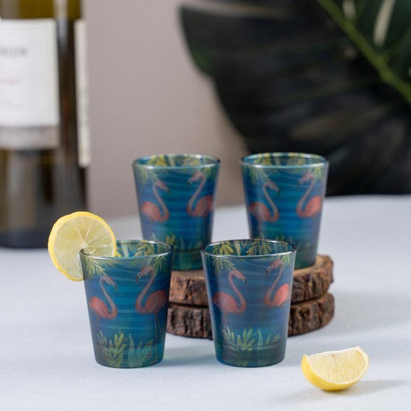 Shot Glass - Flamingo Shore Frosted Shot Glass (30 ml) - Set Of Four