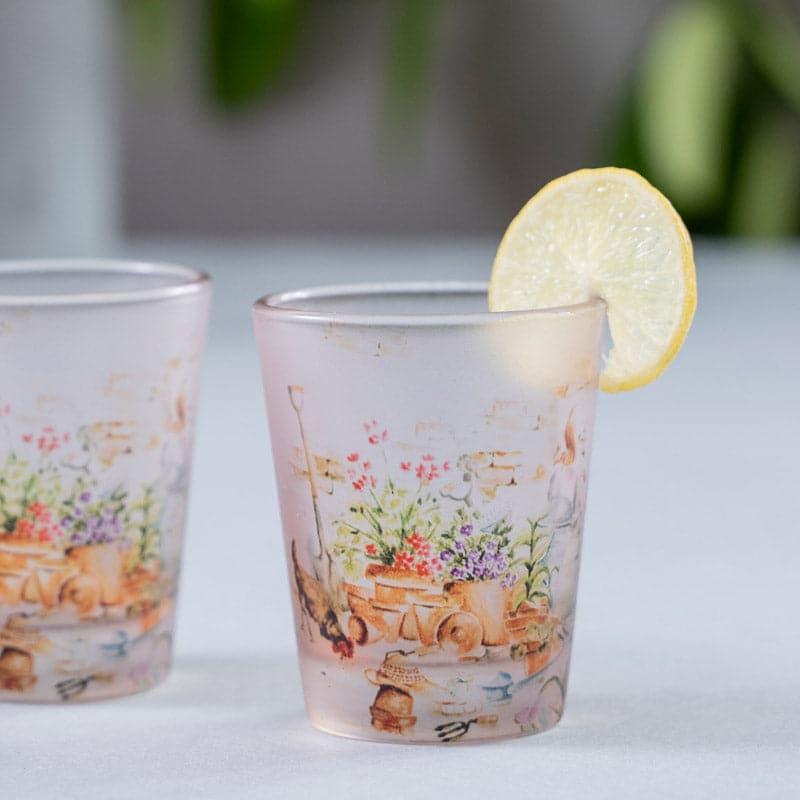 Buy Floral Field Frosted Shot Glass (30 ml) - Set Of Two Shot Glass from Vaaree