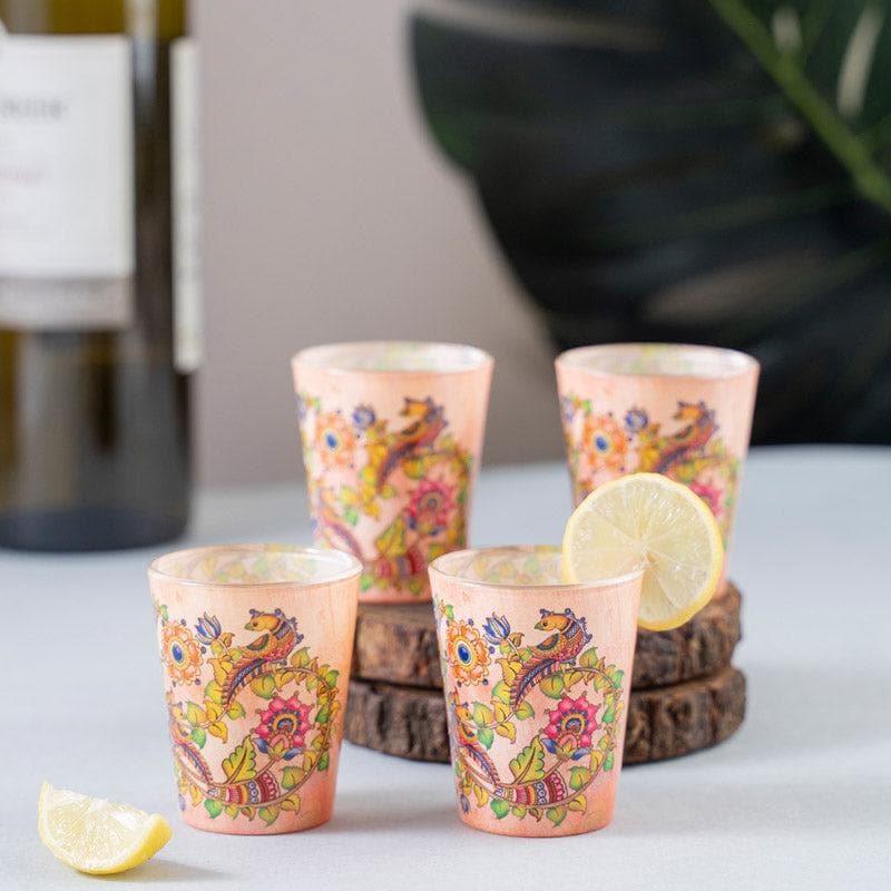 Buy Kalamkari Shot Glass (30 ml) - Set Of Four Shot Glass from Vaaree