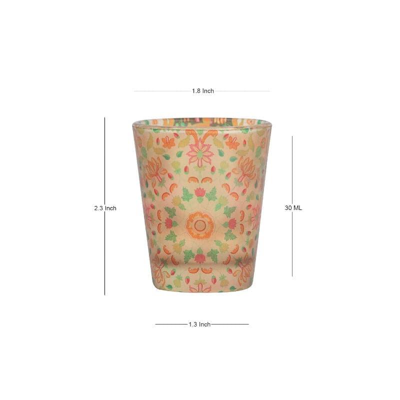 Shot Glass - Mughal Blooms Frosted Shot Glass (30 ml) - Set Of Four