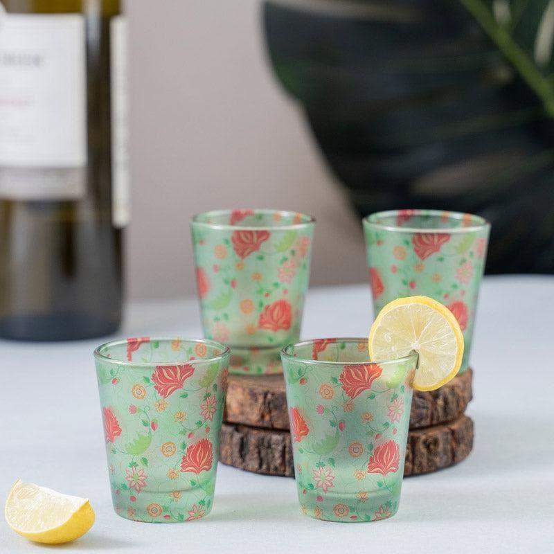 Buy Regal Lotus Frosted Shot Glass (30 ml) - Set Of Four Shot Glass from Vaaree