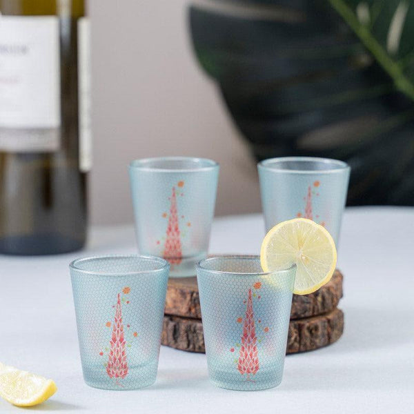 Shot Glass - Tree Of Fire Frosted Shot Glass (30 ml) - Set Of Four