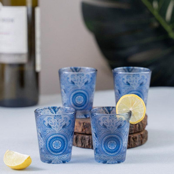 Shot Glass - Turkish Tale Frosted Shot Glass (Blue) (30 ml) - Set Of Four