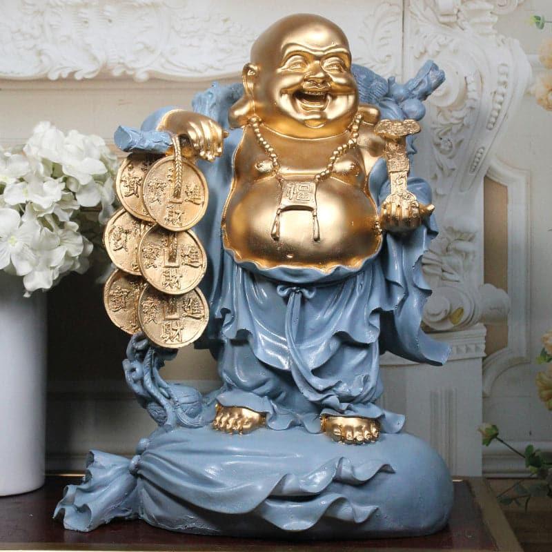 Buy Abundance Mantra Laughing Buddha - Blue Showpieces from Vaaree