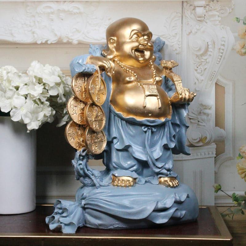 Buy Abundance Mantra Laughing Buddha - Blue Showpieces from Vaaree