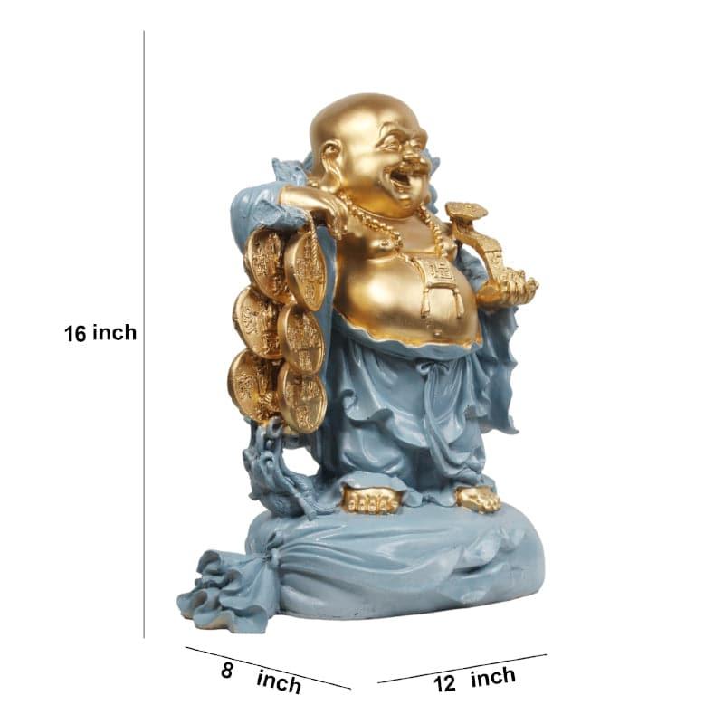 Showpieces - Abundance Mantra Laughing Buddha - Blue