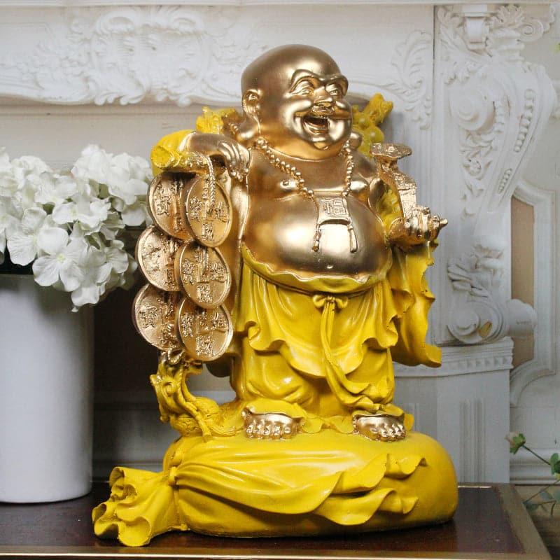 Buy Abundance Mantra Laughing Buddha - Yellow Showpiece from Vaaree