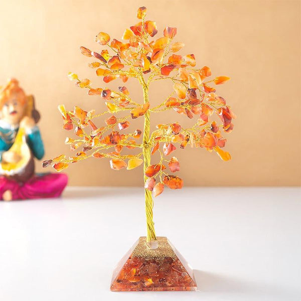 Showpieces - Agate Wish Tree Showpiece - Orange