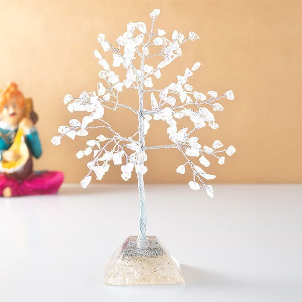Showpieces - Agate Wish Tree Showpiece - White