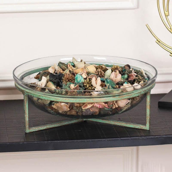 Showpieces - Bella Turquoise Decorative Bowl With Stand