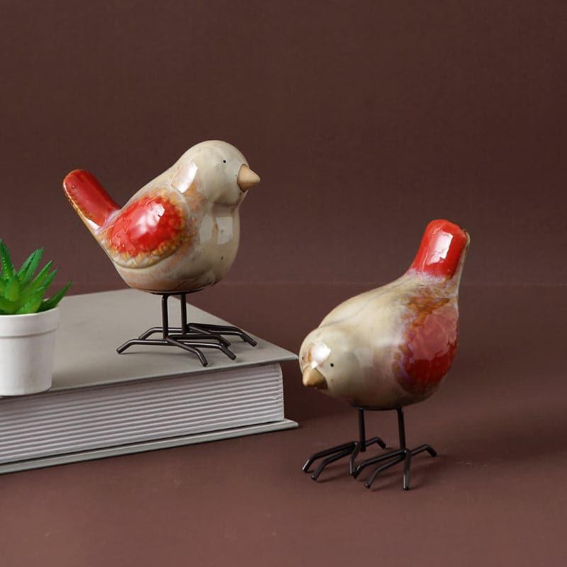 Buy Showpieces - Bird Barn Ceramic Showpiece (Red) - Set Of Two at Vaaree online