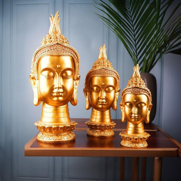 Showpieces - Buddha Head Showpiece - Set Of Three