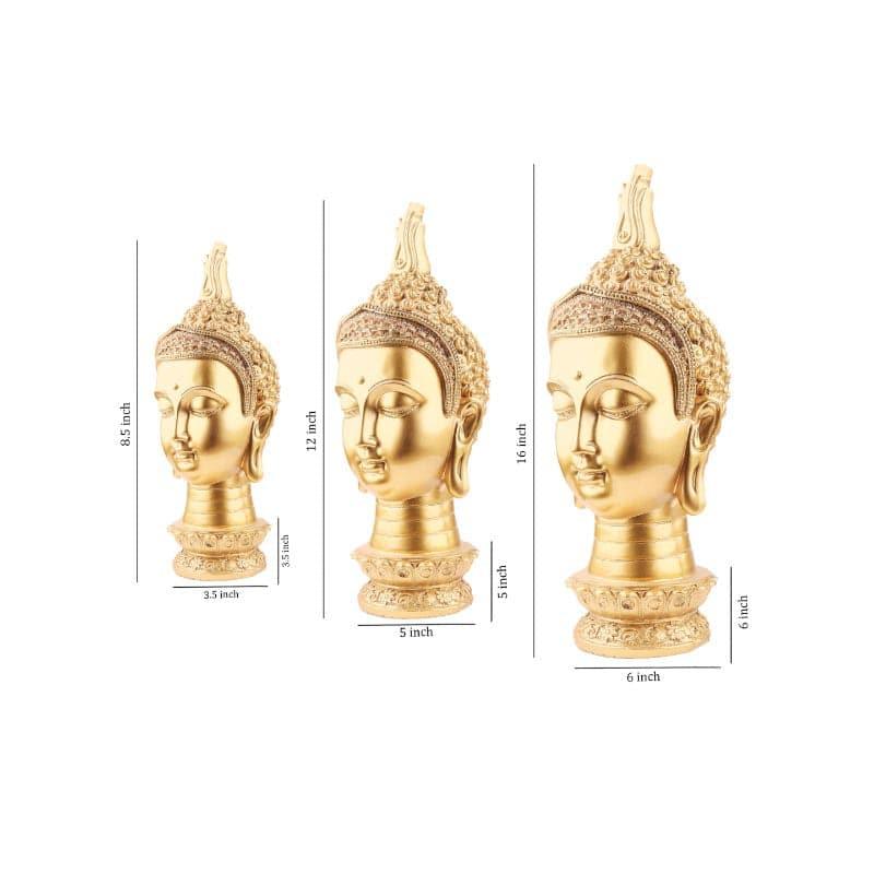 Showpieces - Buddha Head Showpiece - Set Of Three