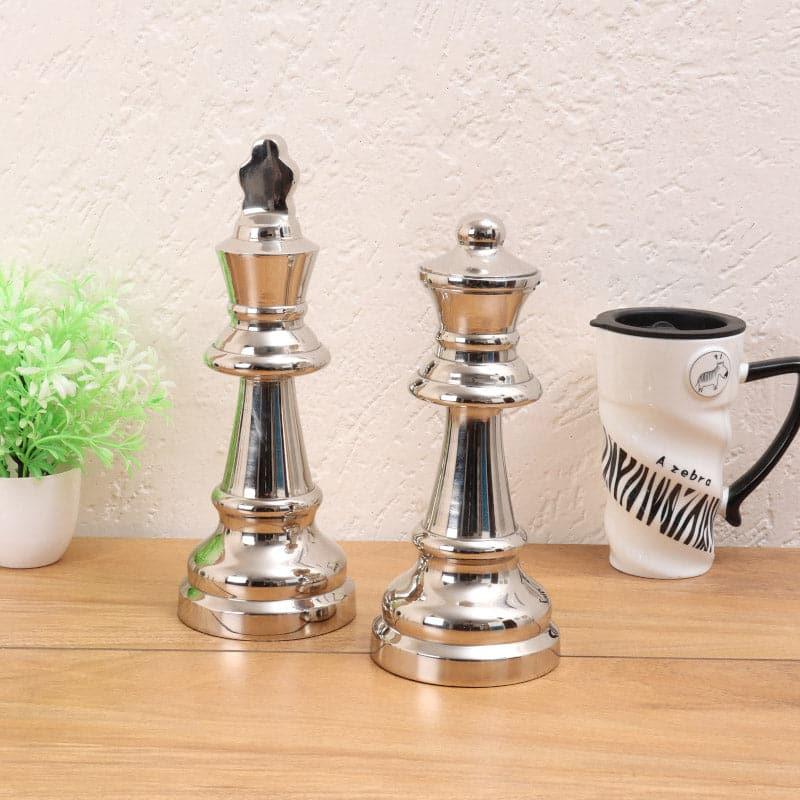 Buy Chess Charm King & Queen Showpiece - Silver Showpieces from Vaaree