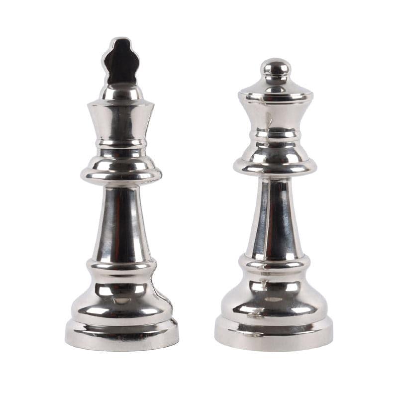 Buy Chess Charm King & Queen Showpiece - Silver Showpieces from Vaaree