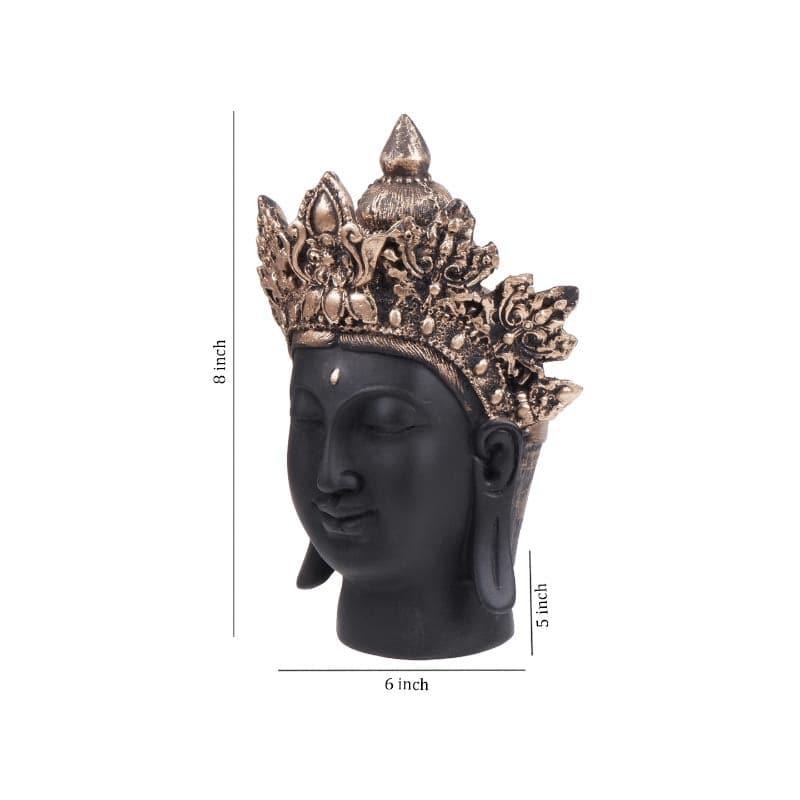 Showpieces - Crowned Buddha Head Showpiece - Black