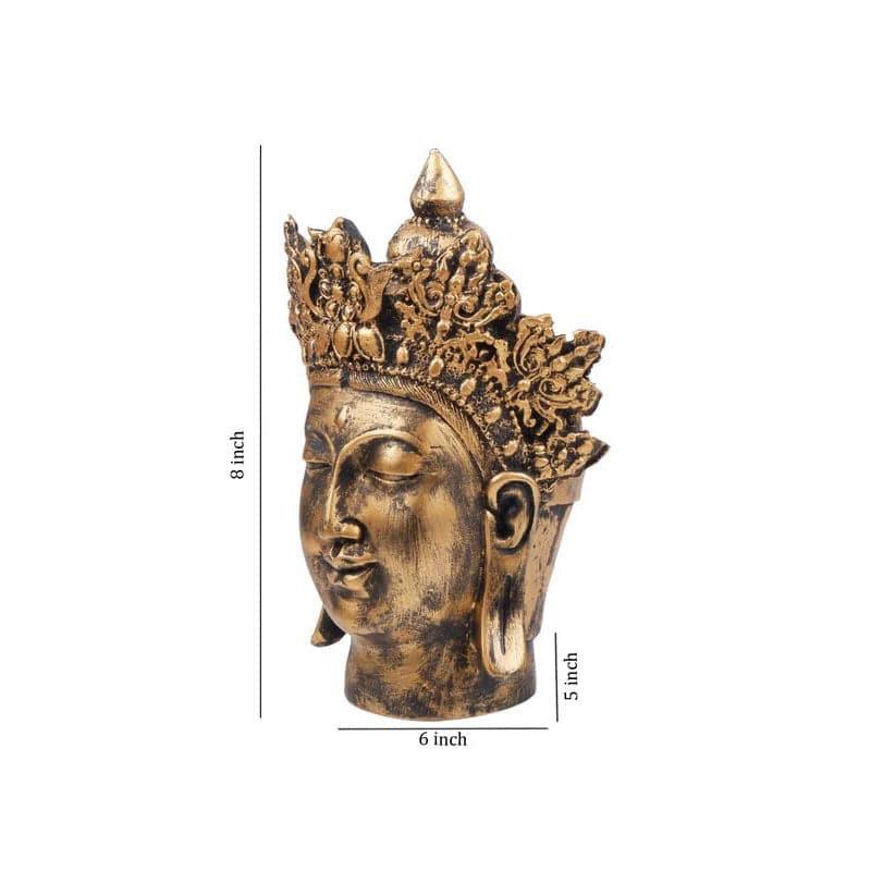 Showpieces - Crowned Buddha Head Showpiece - Gold