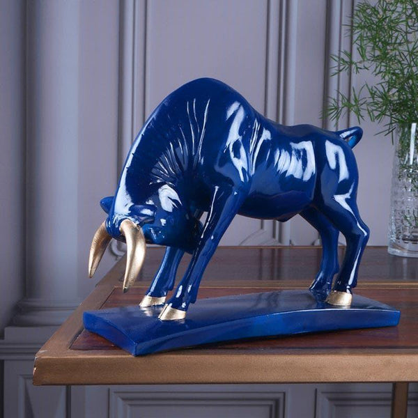 Buy Showpieces - Debby Bull Showpiece - Blue at Vaaree online
