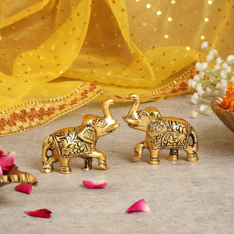 Buy Elephant Meet Showpiece - Set Of Two Showpieces from Vaaree