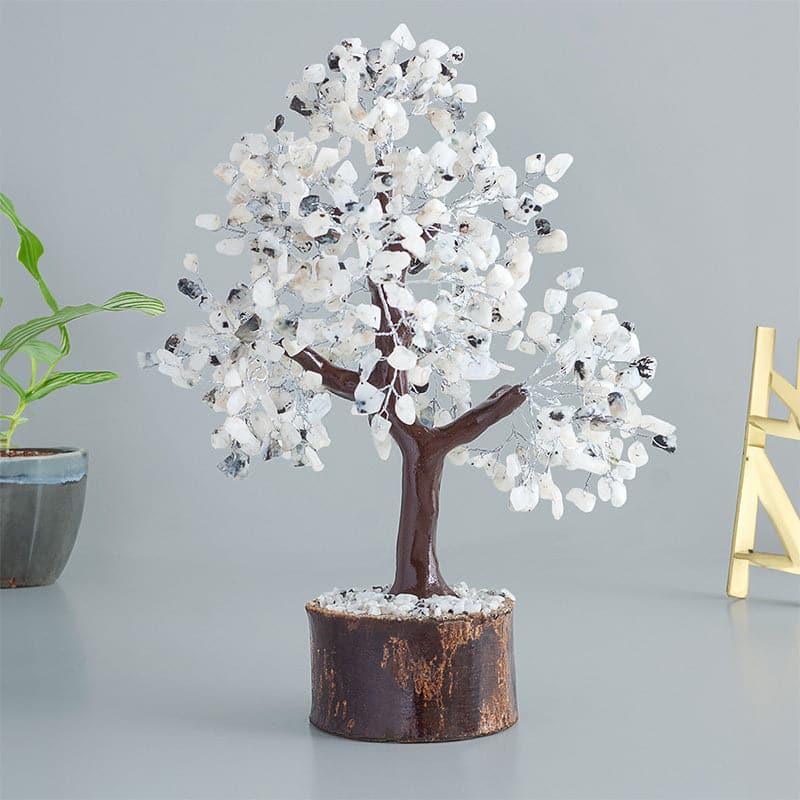 Showpieces - Elina Crystal Stone Wish Tree Showpiece - White