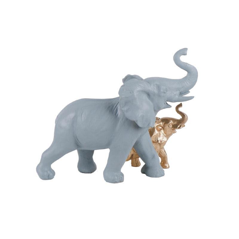 Buy Ellie & Kids Elephant Showpiece - Grey & Gold Showpieces from Vaaree