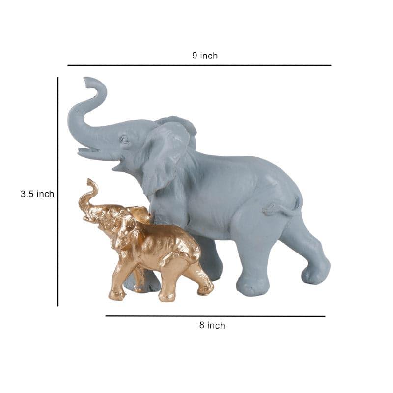 Buy Showpieces - Ellie & Kids Elephant Showpiece - Grey & Gold at Vaaree online