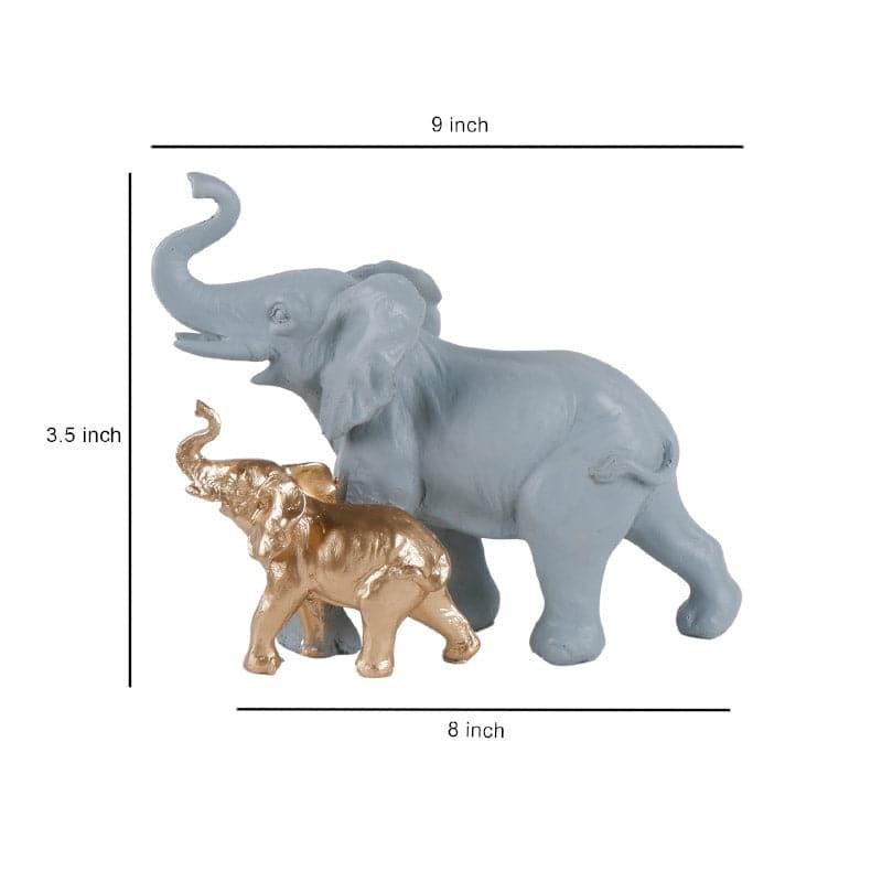 Buy Ellie & Kids Elephant Showpiece - Grey & Gold Showpieces from Vaaree