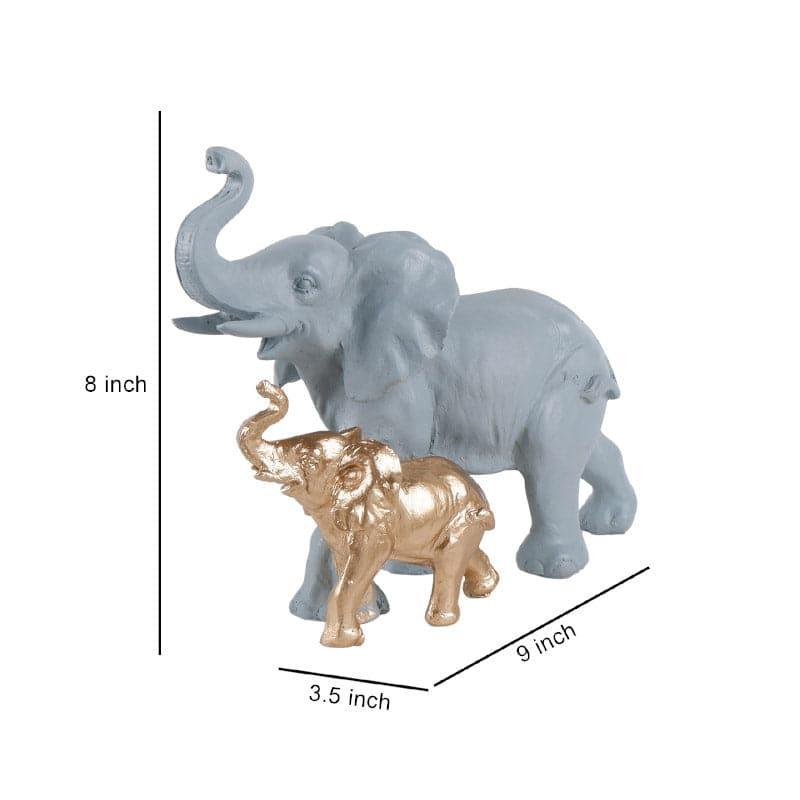 Buy Ellie & Kids Elephant Showpiece - Grey & Gold Showpieces from Vaaree