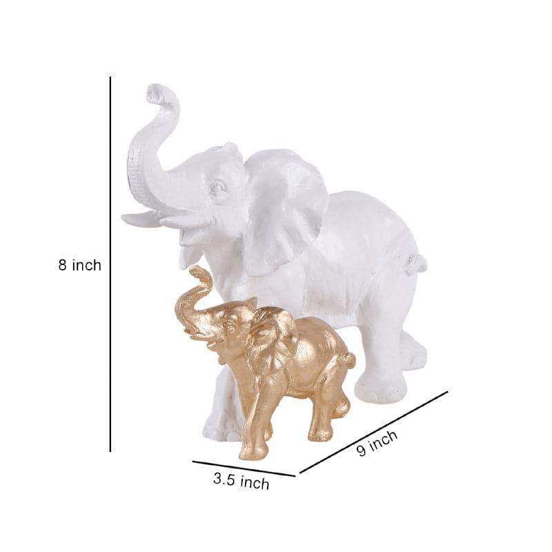 Buy Ellie & Kids Elephant Showpiece - White & Gold Showpieces from Vaaree