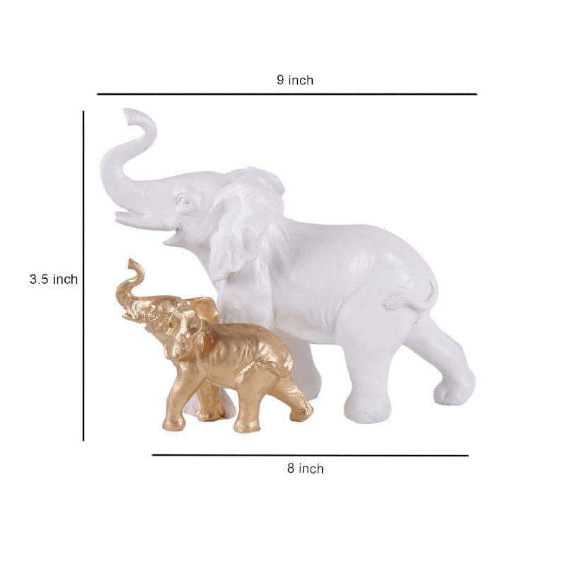 Buy Ellie & Kids Elephant Showpiece - White & Gold Showpieces from Vaaree