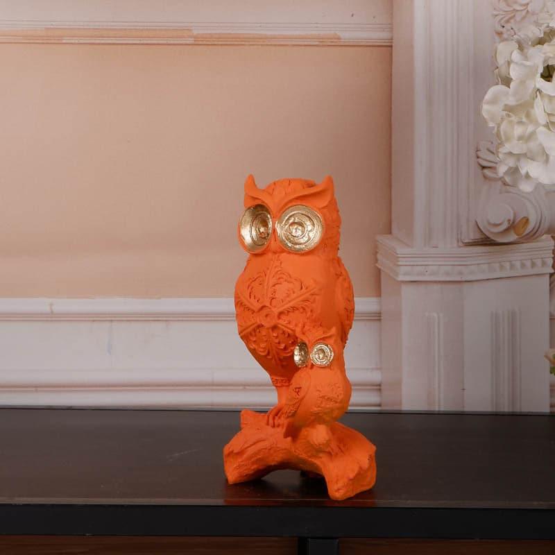 Buy Ethereal Owl Showpiece - Orange Showpieces from Vaaree