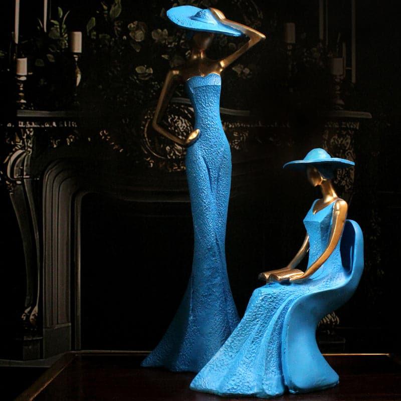 Buy Feminine Figurine Showpiece (Blue) - Set Of Two Showpieces from Vaaree