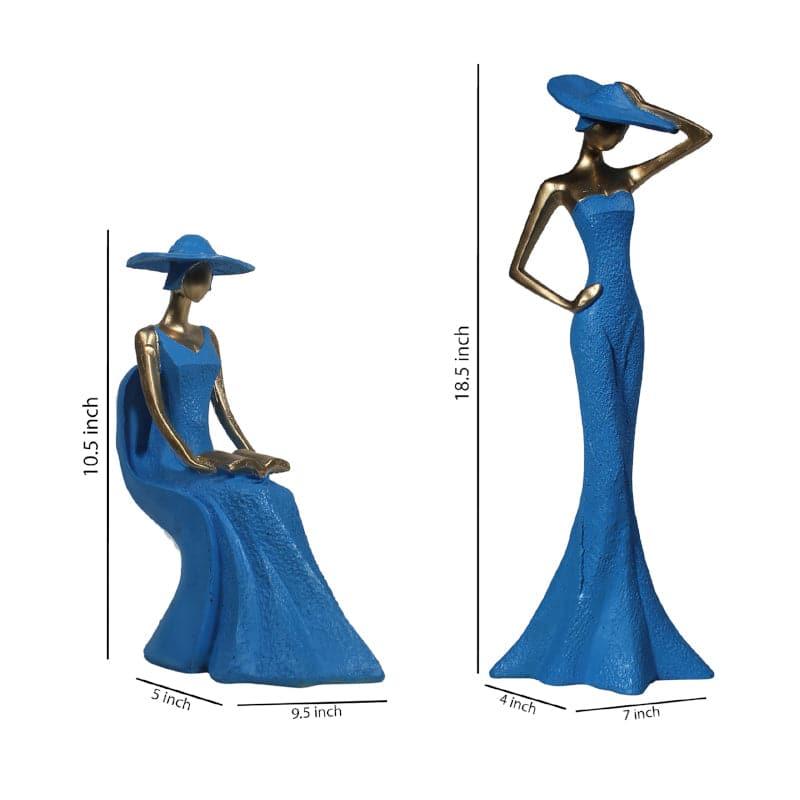 Showpieces - Feminine Figurine Showpiece (Blue) - Set Of Two