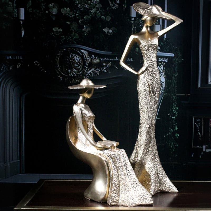 Showpieces - Feminine Figurine Showpiece (Gold) - Set Of Two