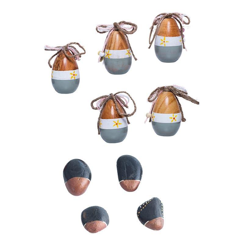 Buy Jillo Wooden Easter Egg Showpiece - Set Of Five Showpiece from Vaaree