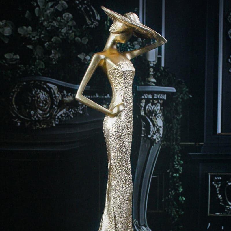 Showpieces - Lady Pose Showpiece - Golden