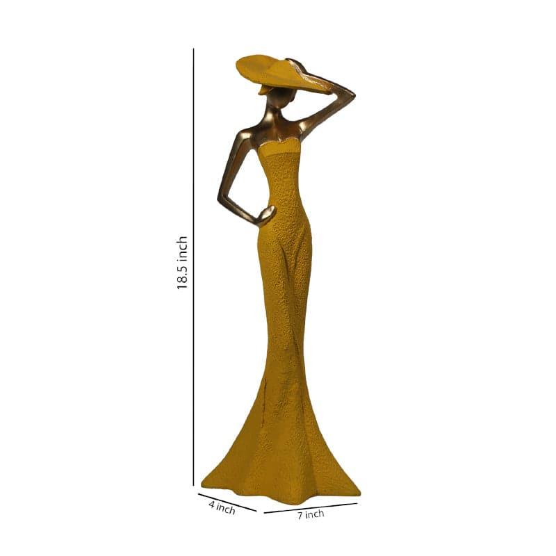 Buy Lady Pose Showpiece - Yellow Showpieces from Vaaree