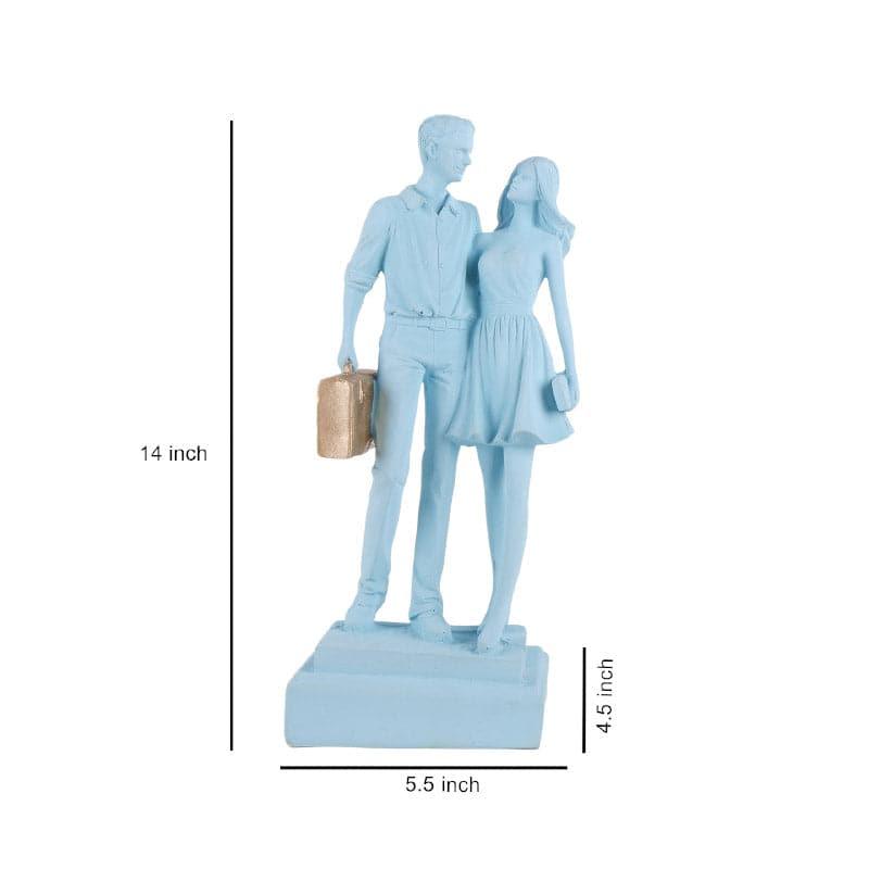 Buy Let's Go Shopping Couple Showpiece - Blue Showpieces from Vaaree