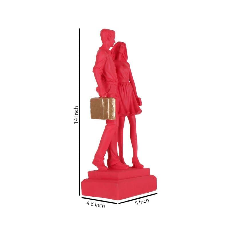 Buy Let's Go Shopping Couple Showpiece - Pink Showpieces from Vaaree